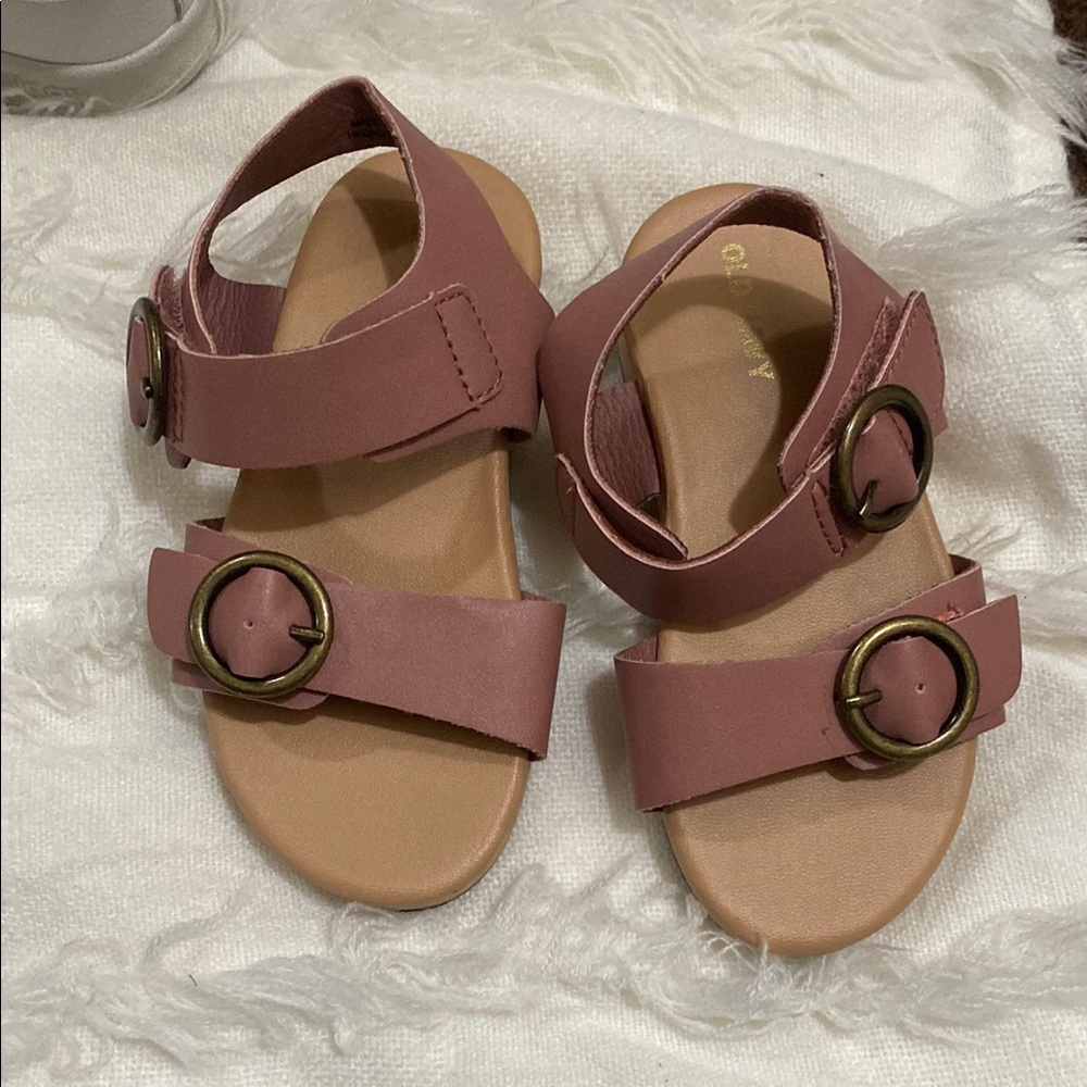 Old Navy Pink Sandals with Buckles and Suede-like Finish